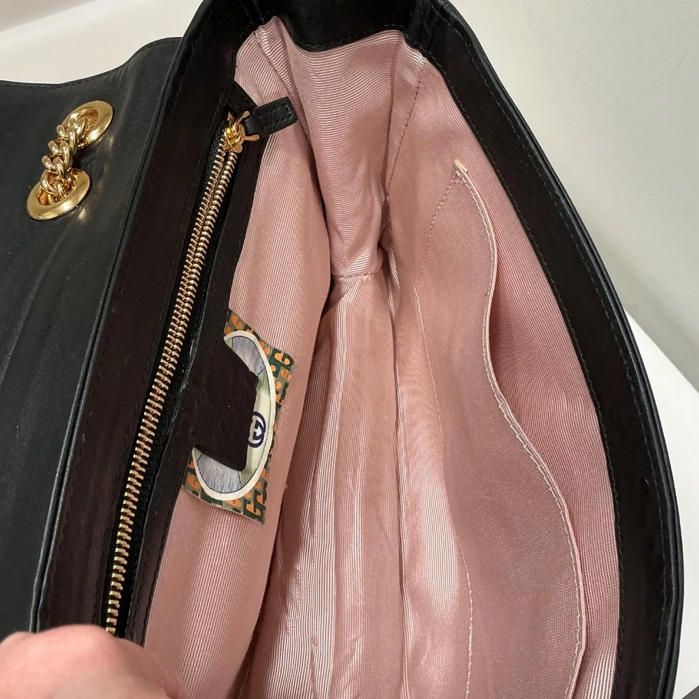 GUCCI RAJAH shoulder cross body black leather bag - Picture 10 of 11